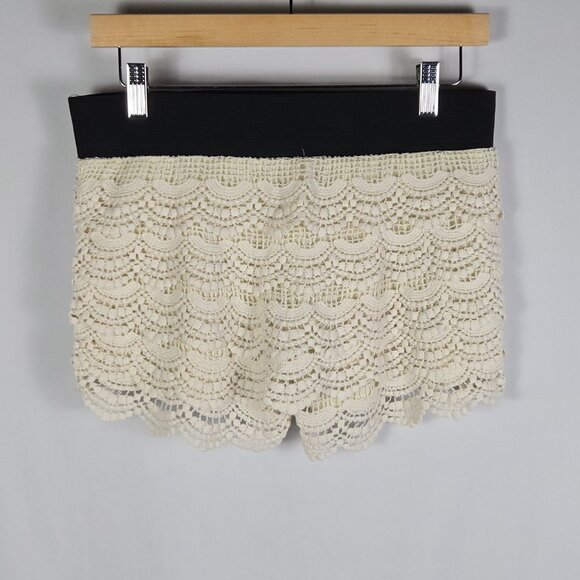 Poetry Crochet Lace Shorts Cream Boho Chic Festival Wear Elastic Waist Women’s M - Picture 2 of 6